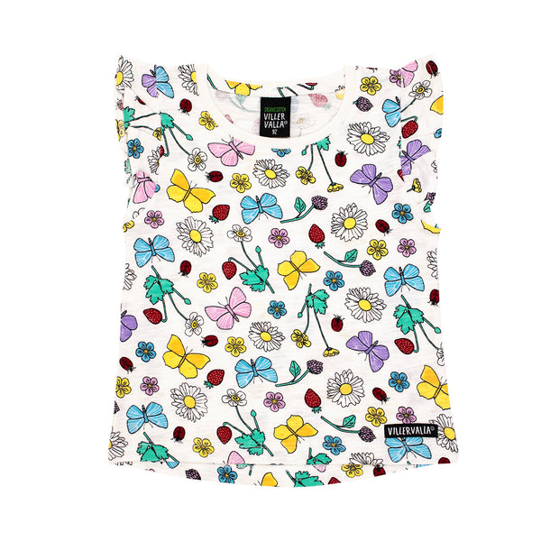 Villervalla - SS Tee with Ruffle - Flower