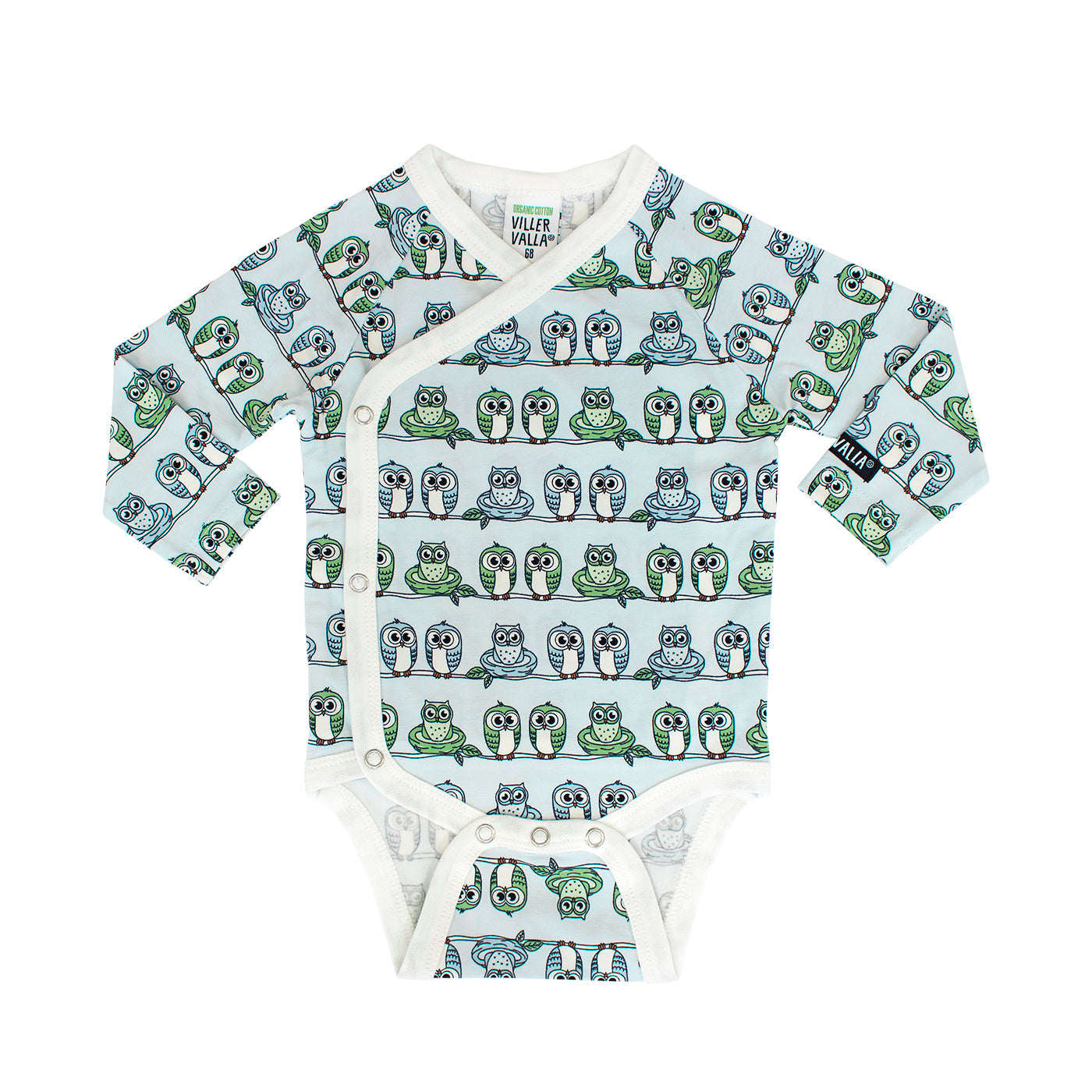 Villervalla - Wrap Body Suit - New Born Owls - Mist
