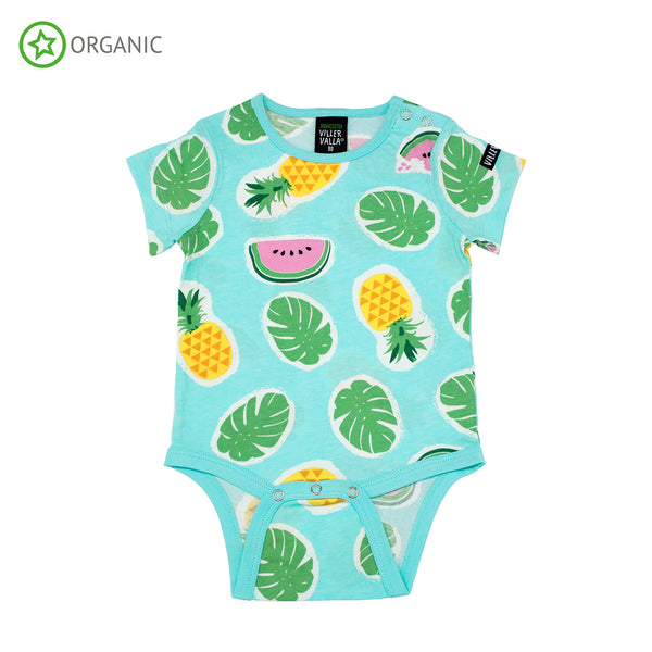 PRICE DROP * Villervalla - S/S Bodysuit - Tropical Fruits - Light Bay