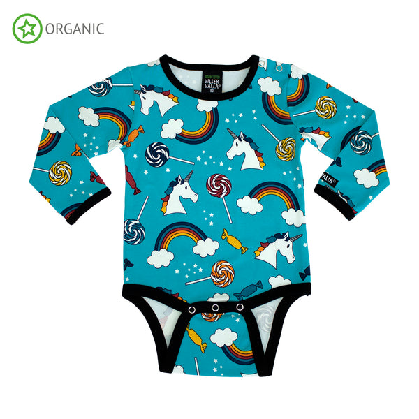 PRICE DROP * Villervalla - LS Bodysuit - Fantasy Print - Lagoon (Blue)