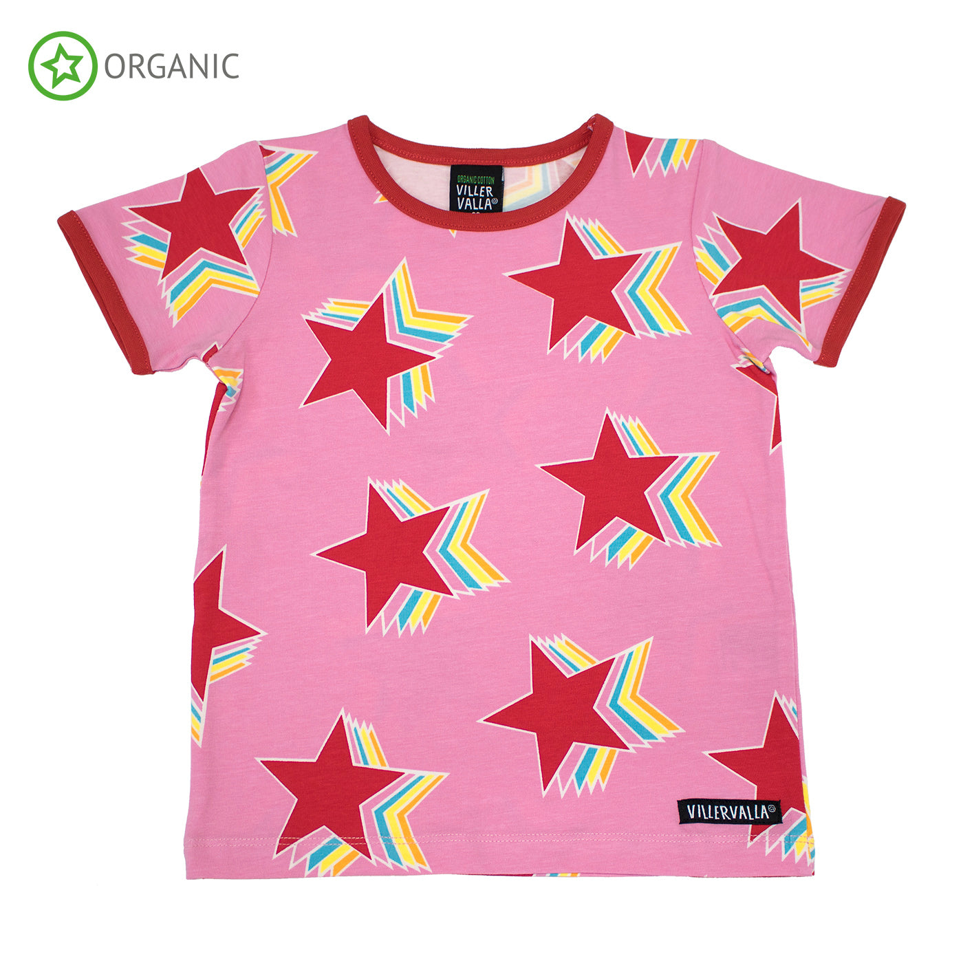 Villervalla - Stars - S/S tee - Azalea Pink ** LAST SIZE 86cm