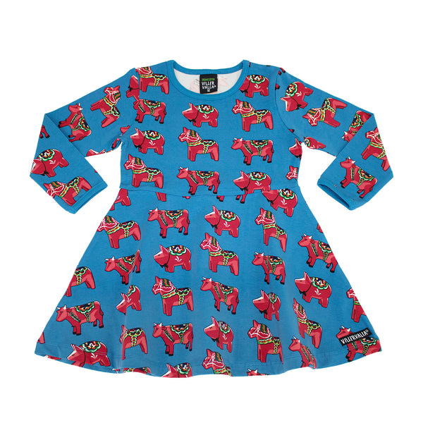 Villervalla - Half Circle Dress - Mixed Dala - Marine