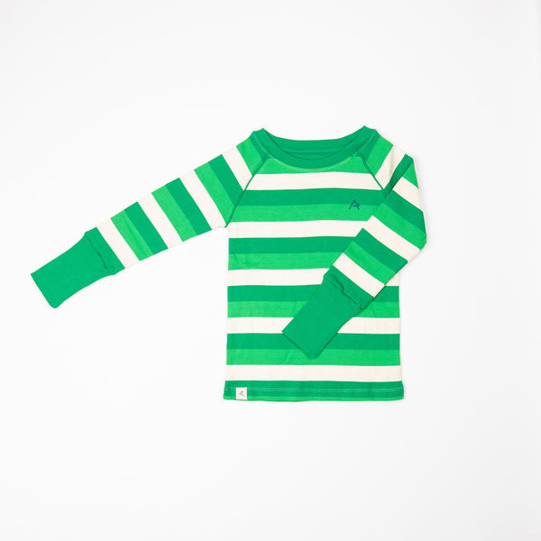 Alba - Our Favourite Rib Blouse - Kelly Green Stripes