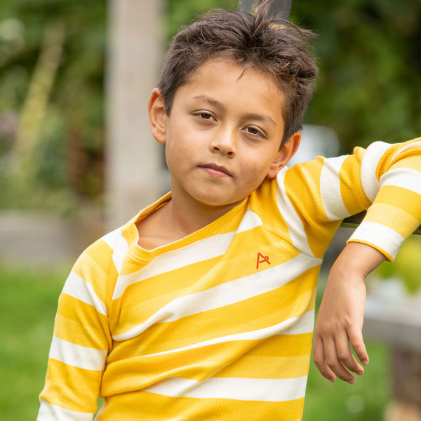 Alba - Everyday Long Tee - Daffodil Stripes