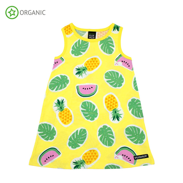 Villervalla - Sleeveless Dress - Tropical Fruits - Lemonade