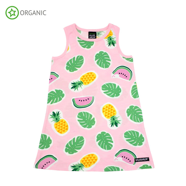 Villervalla - Sleeveless Dress - Tropical Fruits - Light Azalea