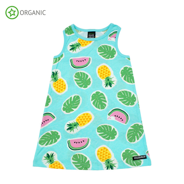Villervalla - Sleeveless Dress - Tropical Fruits - Light Bay