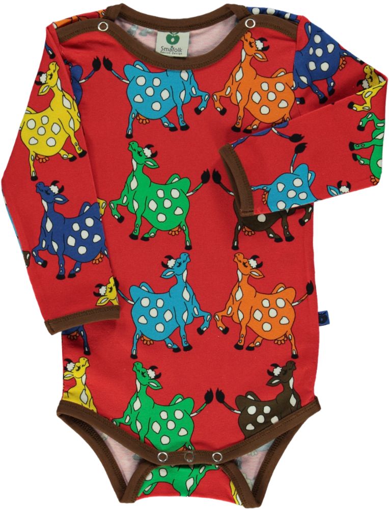Smafolk - LS Bodysuit - Cow - Apple Red