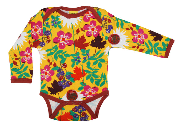 Duns Sweden LS body suit - Autumn Flowers - Yellow