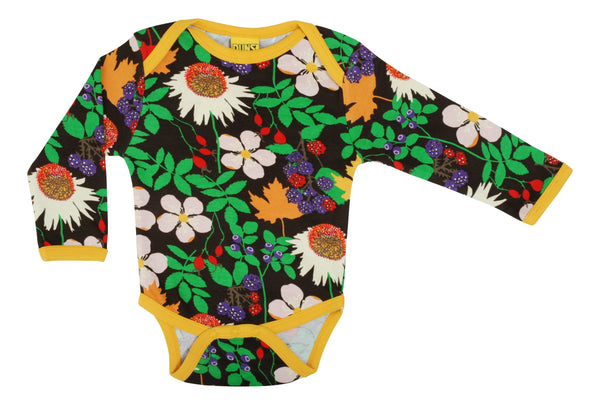 Duns Sweden LS body suit - Autumn Flowers - Brown