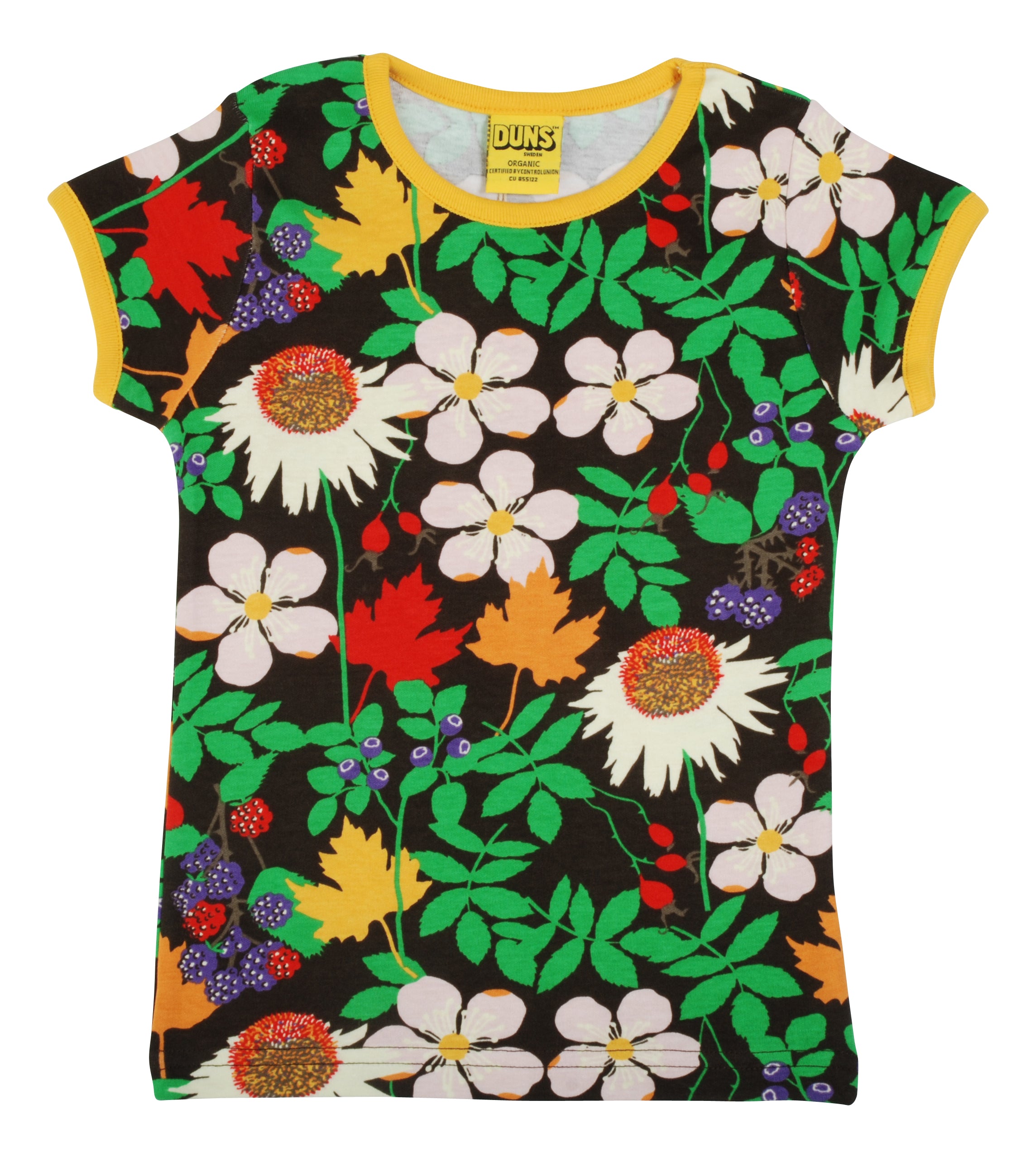 Duns Sweden SS Tee - Autumn Flowers - Brown