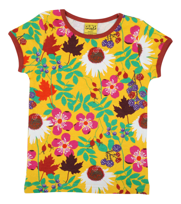 Duns Sweden SS Tee - Autumn Flowers - Yellow