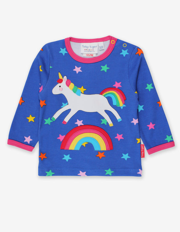 Toby Tiger - LS Tee - Organic Rainbow Unicorn Applique