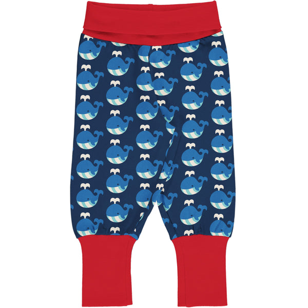 Maxomorra - Rib Pants - Whale ** LAST SZ 62/68cm