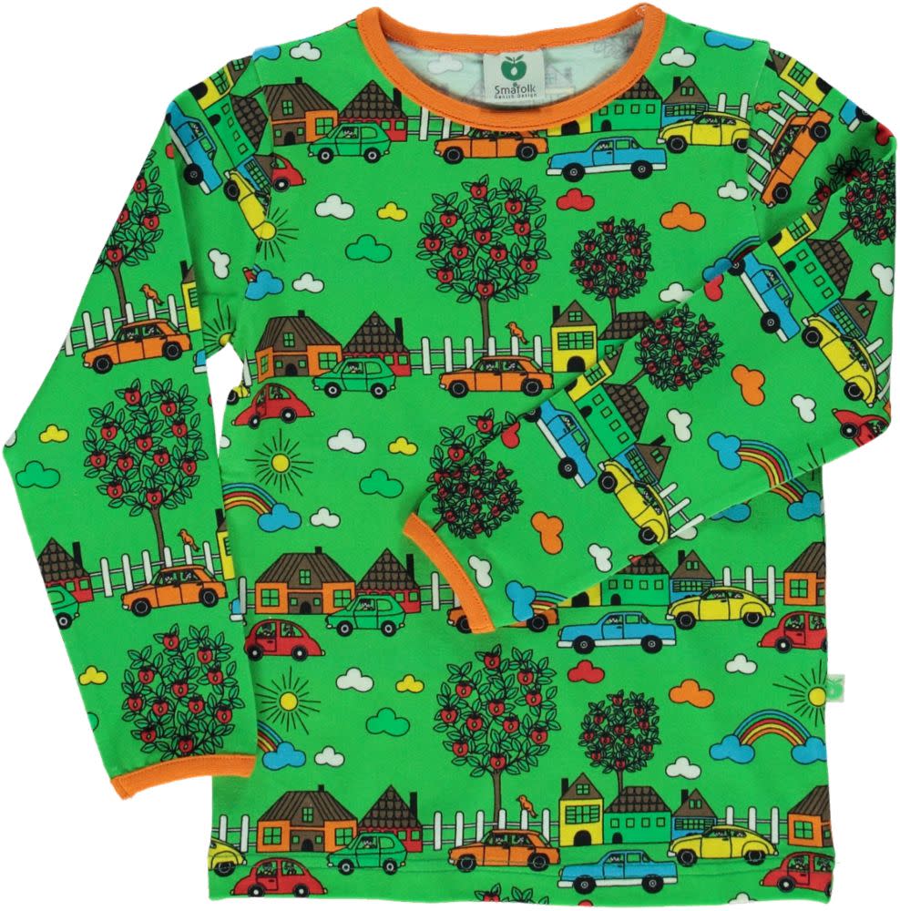 Smafolk - LS Tee - Houses and Cars - Green
