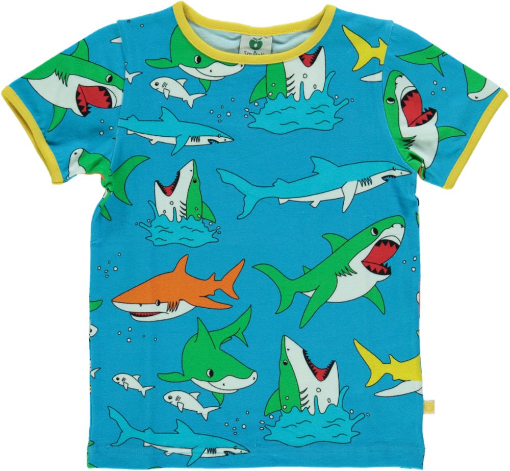 Småfolk - SS Tee - Shark - Ocean Blue