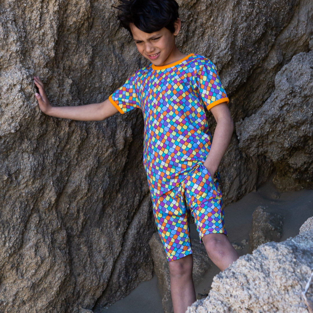 Coddi & Womple - Harem Shorts - Rainbow Scales ** LAST ONE sz 1