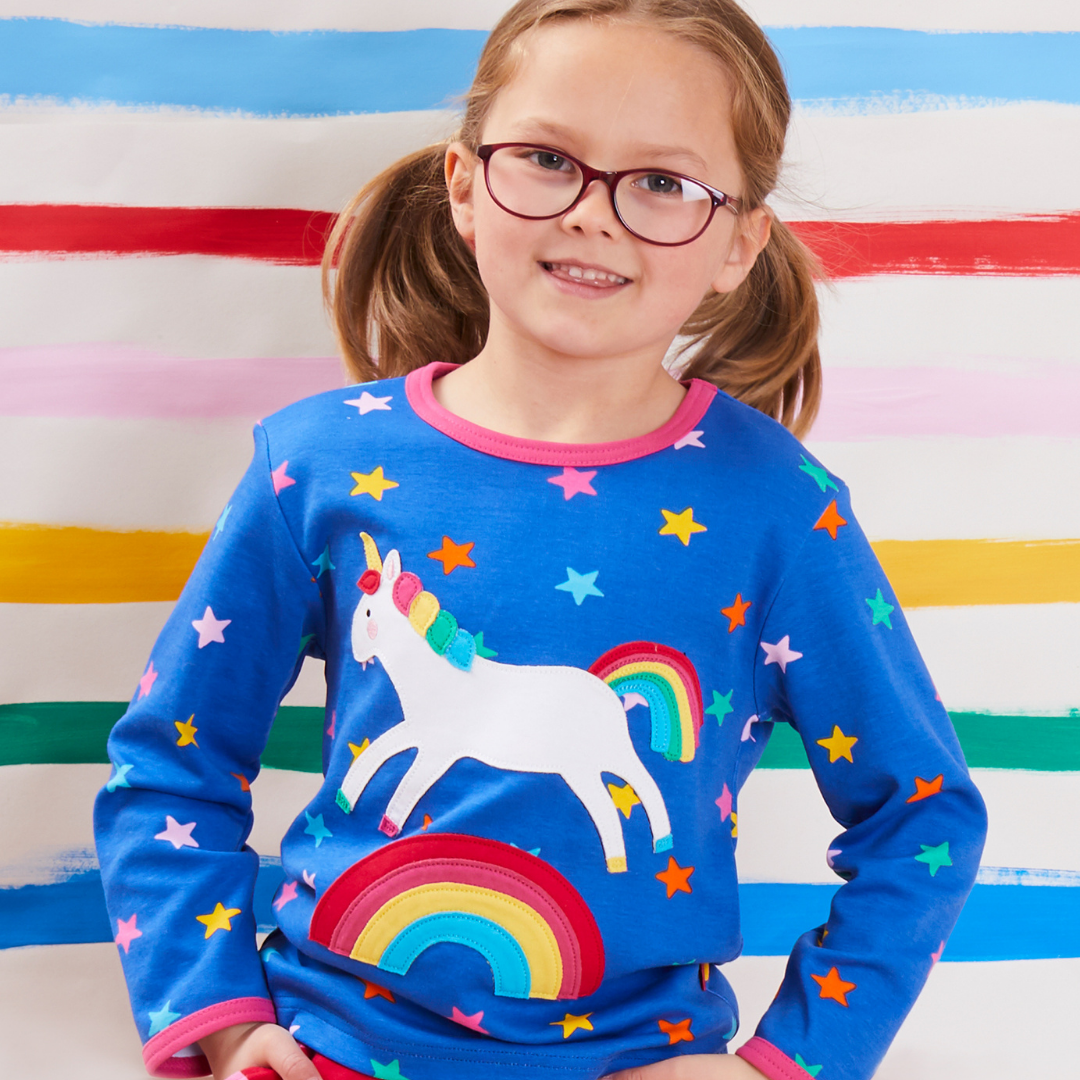 Toby Tiger - LS Tee - Organic Rainbow Unicorn Applique