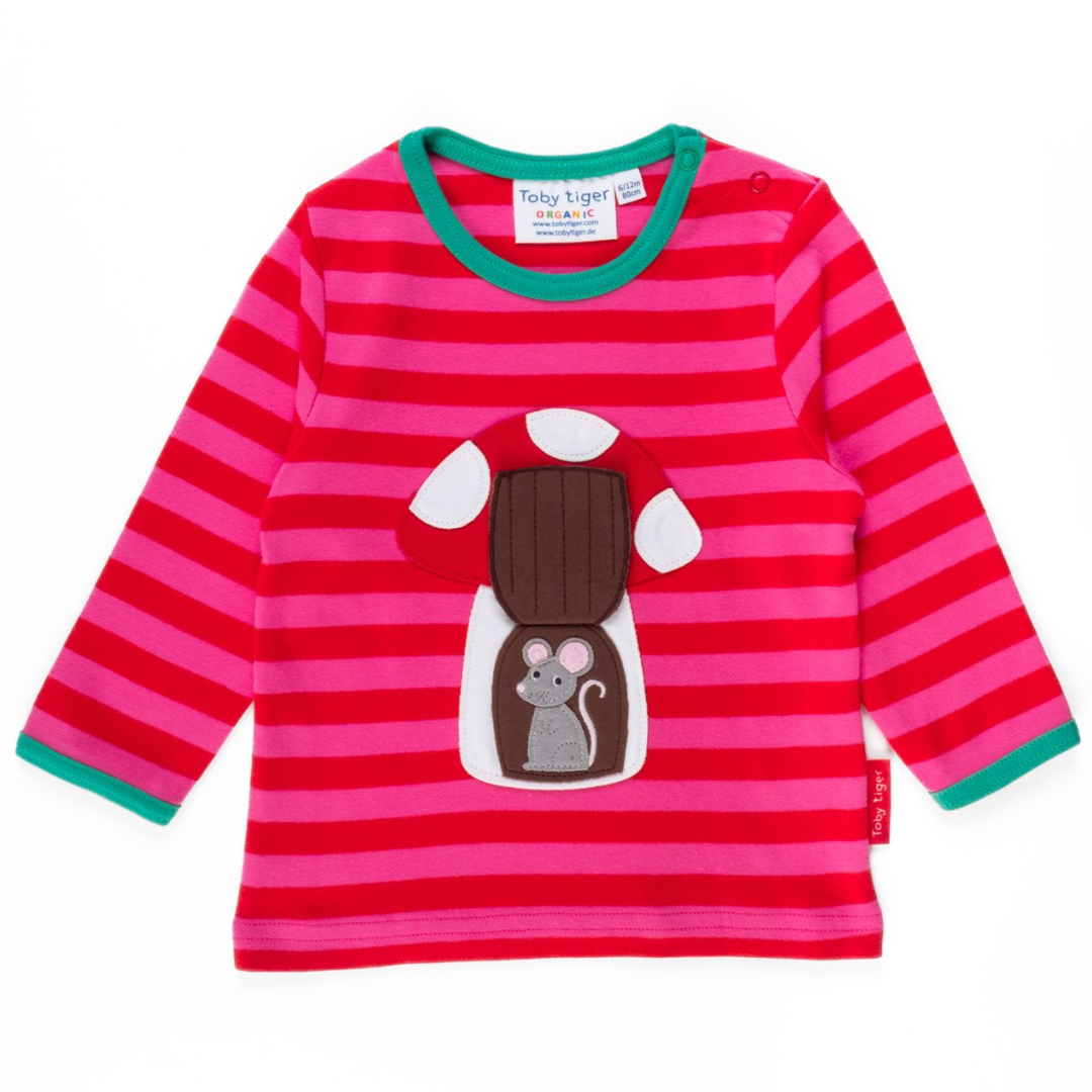 Toby Tiger - LS Tee - Organic Mouse and Mushroom Applique