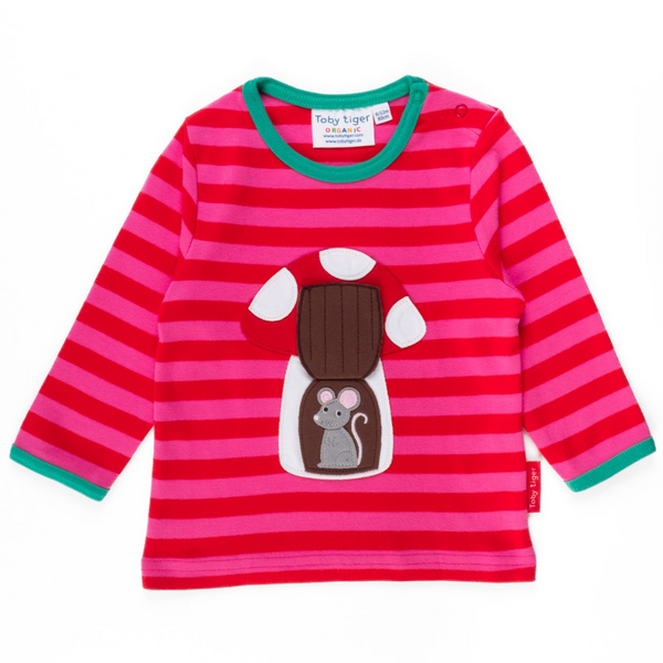 Toby Tiger - LS Tee - Organic Mouse and Mushroom Applique