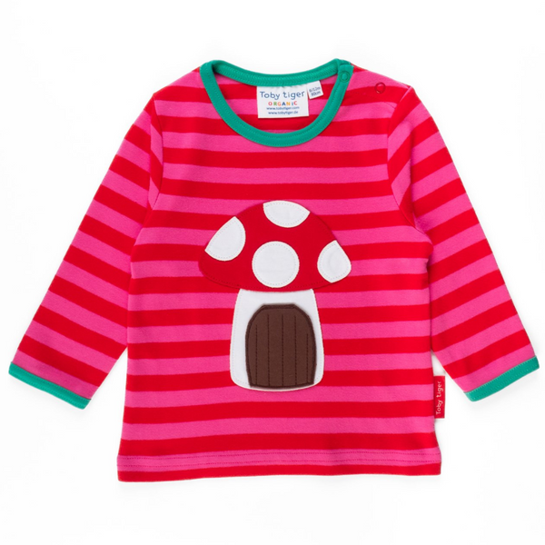 Toby Tiger - LS Tee - Organic Mouse and Mushroom Applique