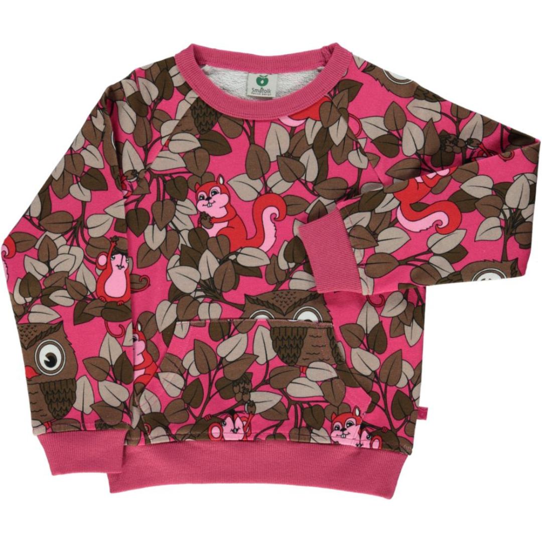 Smafolk - Sweatshirt - Owl in Tree - Carmine