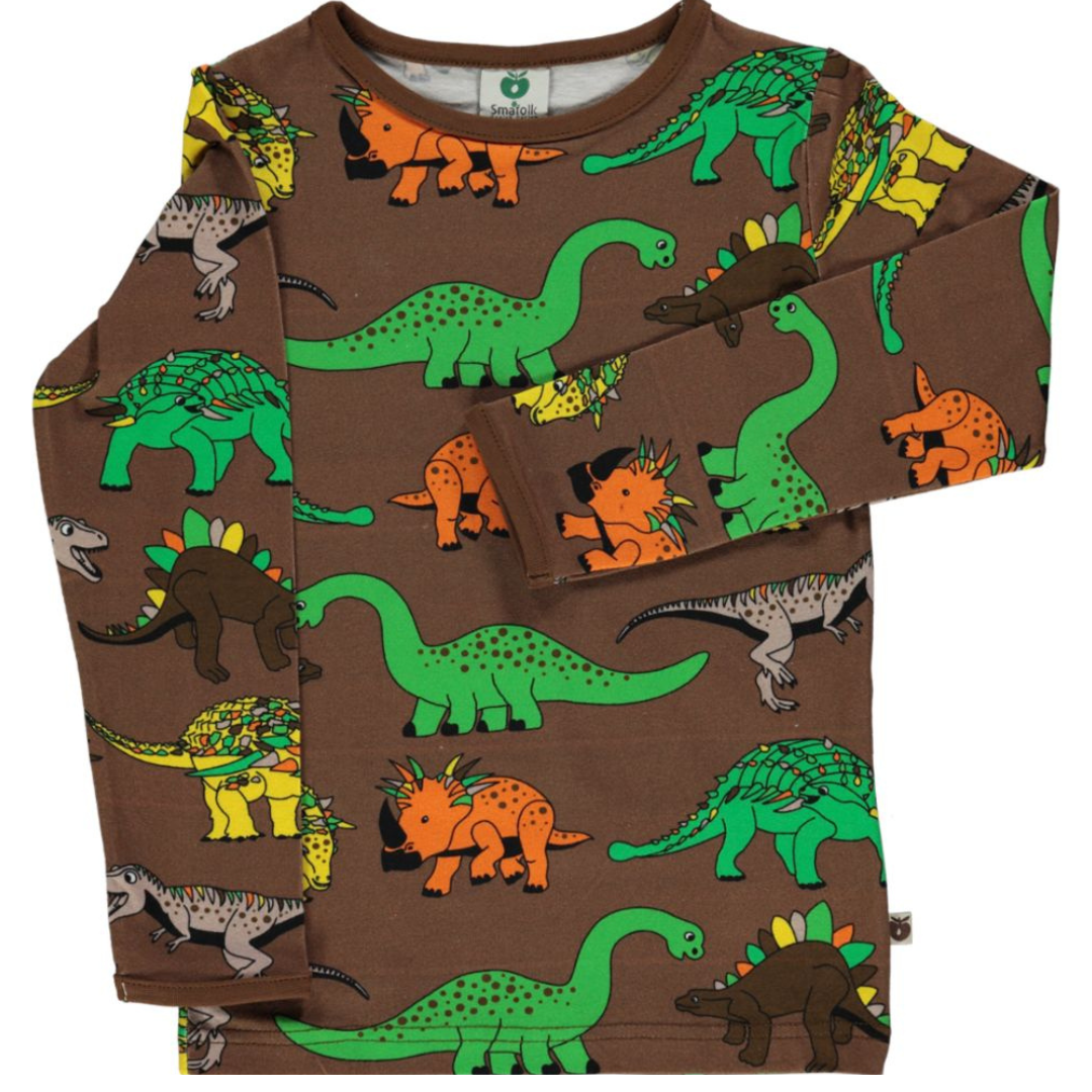 Smafolk - LS Tee - Dinosaur - Toasted Cocoa