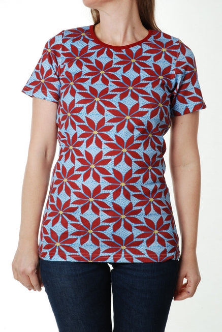 Duns Sweden Adult SS Tee - Poinsettia - Blue ** LAST SZ S