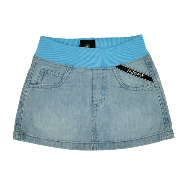 Villervalla - Denim - Skirt with Cuff - Light Wash/Aqua