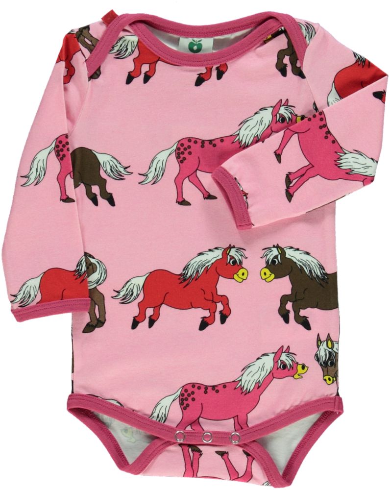 Smafolk - LS Bodysuit - Horses - Sea Pink