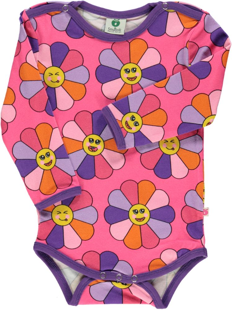Smafolk - LS Bodysuit - Flower - Pink