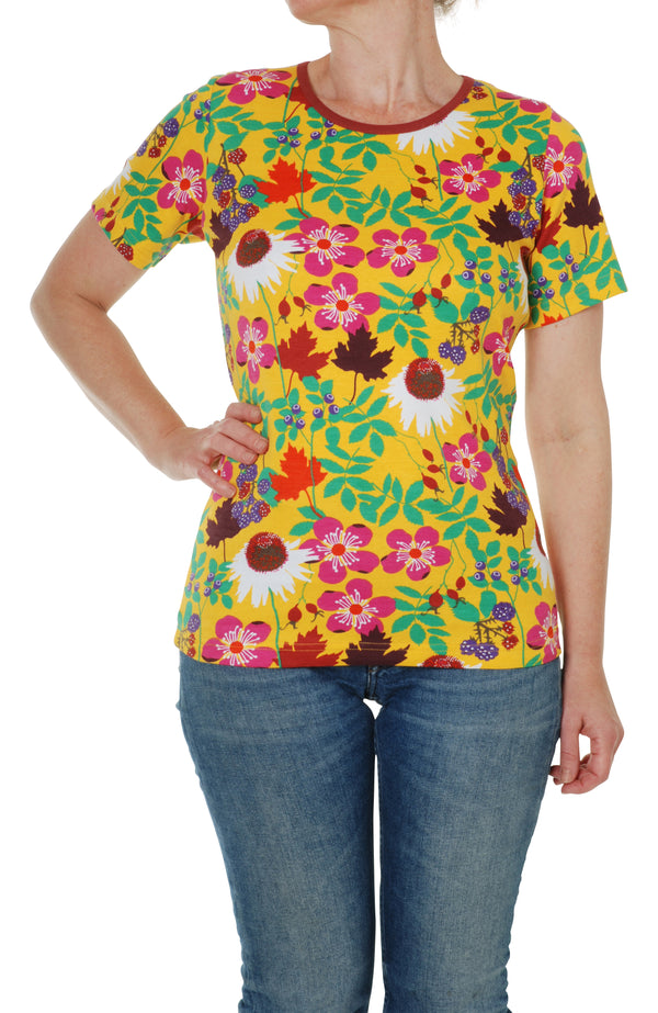 Duns Sweden Adult SS Tee - Autumn Flowers - Yellow