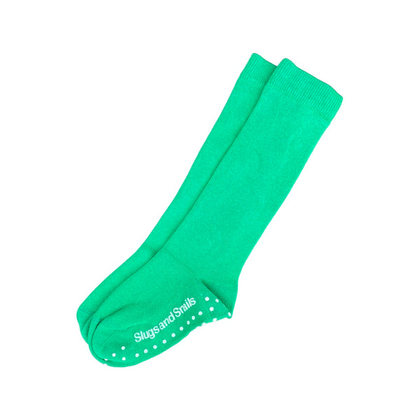Slugs & Snails - Children's Knee Socks - Block Colour - Emerald Green