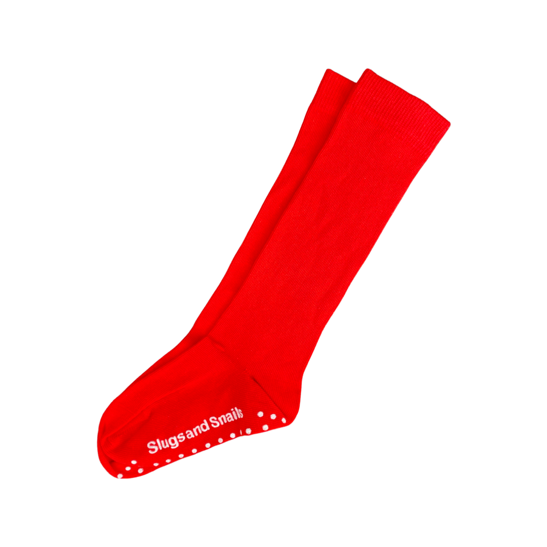 Slugs & Snails - Adult's Knee Socks - Block Colour - Fiery Red