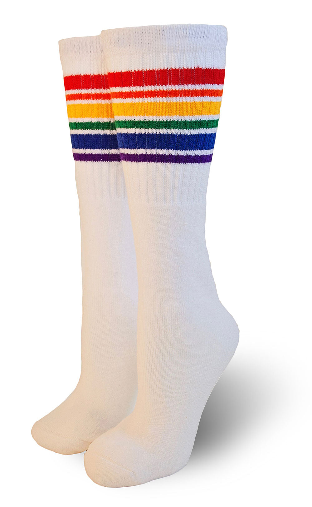 Pride Socks 10in white tubes - Fearless ** Restocked