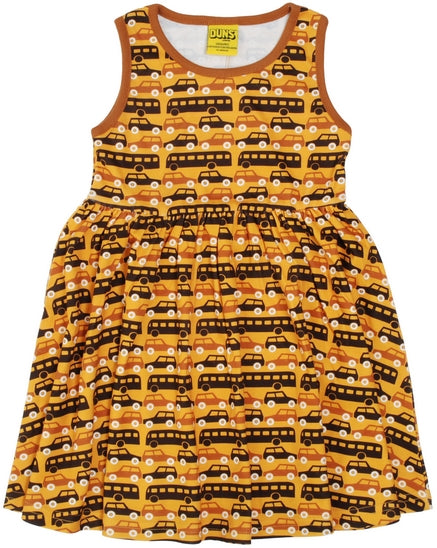 PRICE DROP * Duns Sweden Sleeveless Dress with Gathered Skirt - Buses and Cars