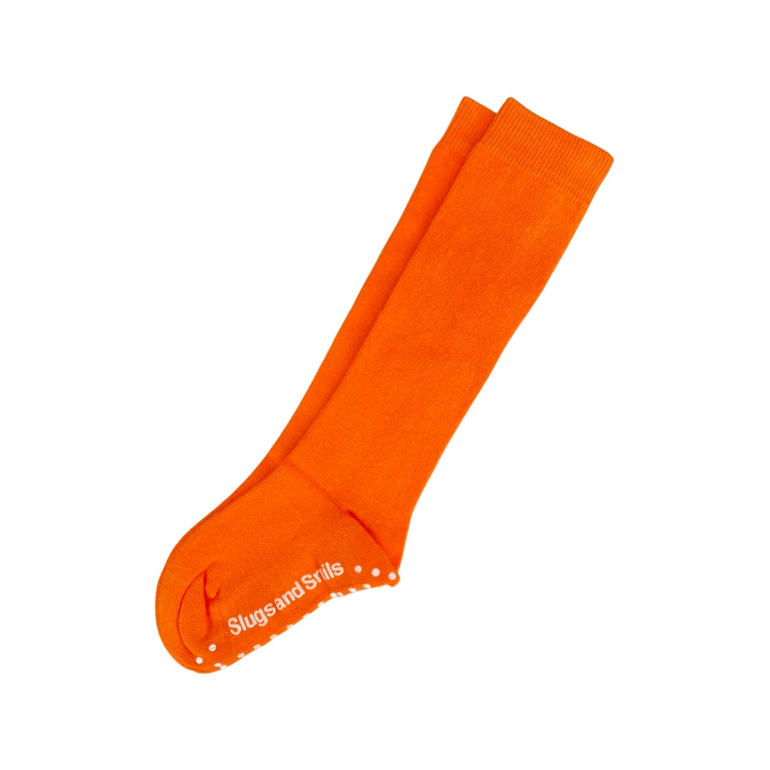 Slugs & Snails - Children's Knee Socks - Block Colour - Sunset Orange