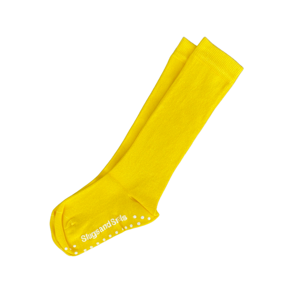 Slugs & Snails - Children's Knee Socks - Block Colour - Yellow