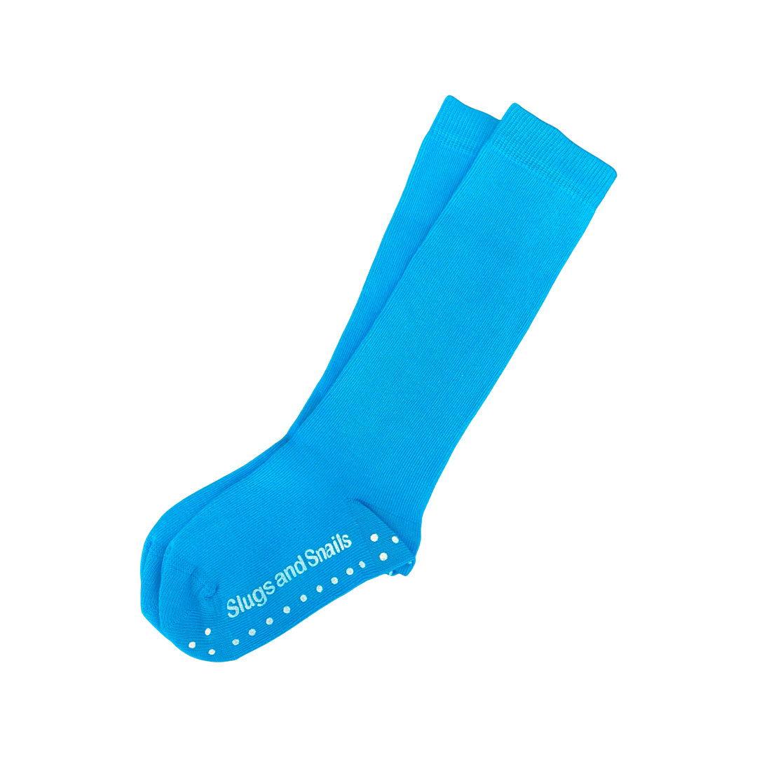Slugs & Snails - Children's Knee Socks - Block Colour - Turquoise