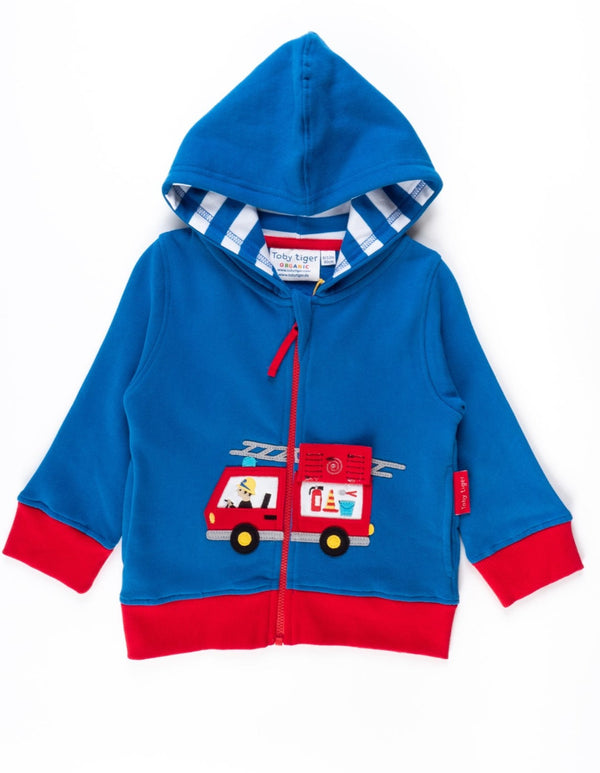 Toby Tiger - Organic Fire Engine Applique Hoodie