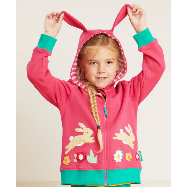 Toby Tiger - Organic Leaping Bunny Applique Hoodie